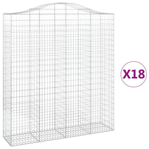 Cestos gabião arqueados 18 pcs 200x50x220/240 ferro galvanizado M 2