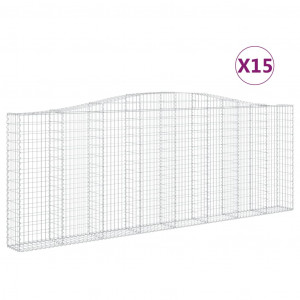 Cestos gabião arqueados 15 pcs 400x30x140/160 ferro galvanizado H