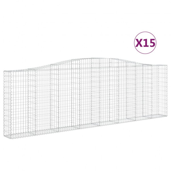 Cestos gabião arqueados 15 pcs 400x30x120/140 ferro galvanizado M 2