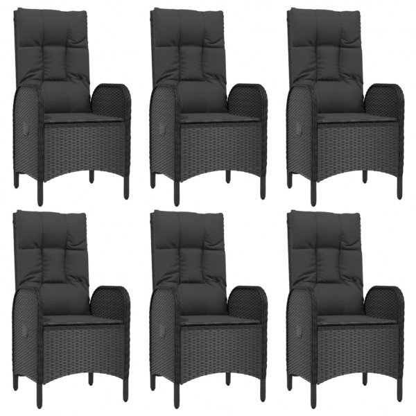 Set de comedor de jardín 7 pzas y cojines ratán sintético negro M 4