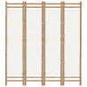 Biombo com 4 painéis dobráveis bambu e lona 160 cm 4