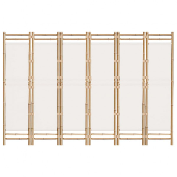 Biombo plegable de 6 paneles bambú y lona 240 cm M 5