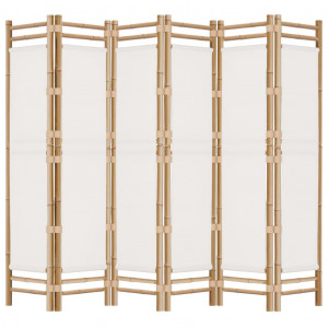 Divisória/biombo com 6 painéis dobráveis 240 cm bambu e lona H