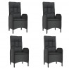 7 pcs conjunto de jantar p/ jardim c/ almofadões vime PE preto 4