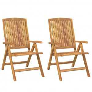 Cadeiras de jardim reclináveis 2 pcs madeira de teca maciça H