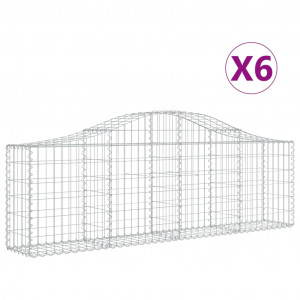 Cestos gabião arqueados 6 pcs 200x30x60/80 cm ferro galvanizado H