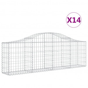 Cestos gabião arqueados 14pcs 200x30x60/80 cm ferro galvanizado H