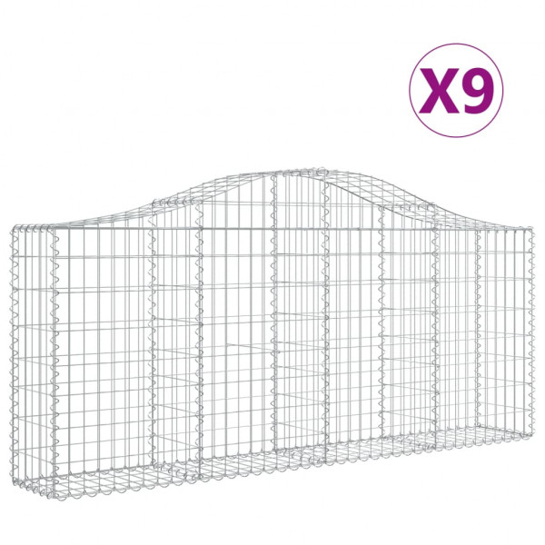 Cestos gabião arqueados 9 pcs 200x30x80/100cm ferro galvanizado M 2