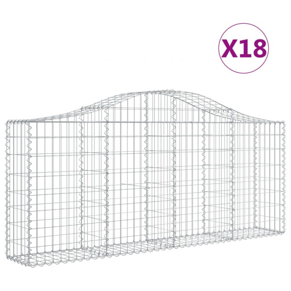 Cestos gabião arqueados 18pcs 200x30x80/100cm ferro galvanizado M 2