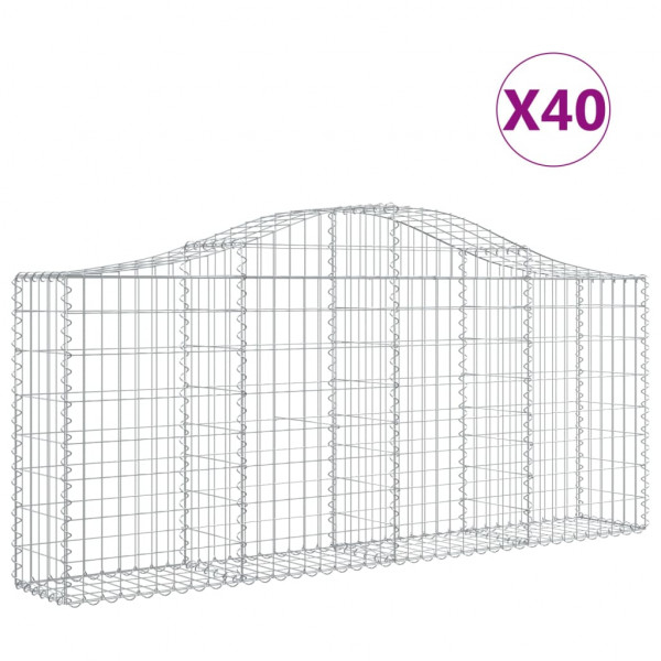 Cestos gabião arqueados 40pcs 200x30x80/100cm ferro galvanizado M 2