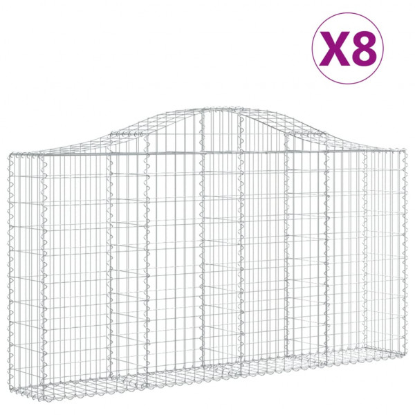 Cestos gabião arqueados 8pcs 200x30x100/120cm ferro galvanizado M 2