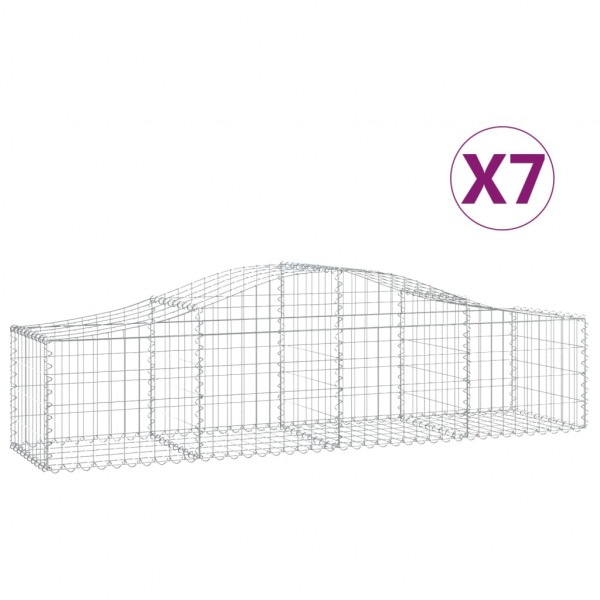 Cestos gabião arqueados 7 pcs 200x50x40/60 cm ferro galvanizado M 2