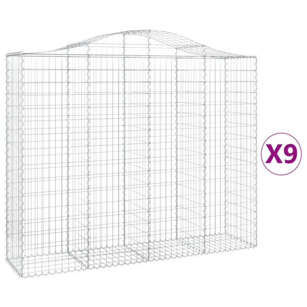 Cestos gabião arqueados 9pcs 200x50x160/180cm ferro galvanizado M 2