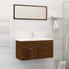 Set de muebles baño 2 pzas madera contrachapada marrón roble 1