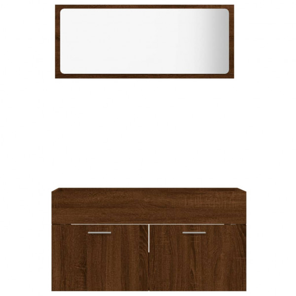 Set de muebles baño 2 pzas madera contrachapada marrón roble M 5