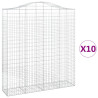 Cestos gabião arqueados 10 pcs 200x50x220/240 ferro galvanizado 2