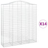 Cestos gabião arqueados 14 pcs 200x50x220/240 ferro galvanizado 2