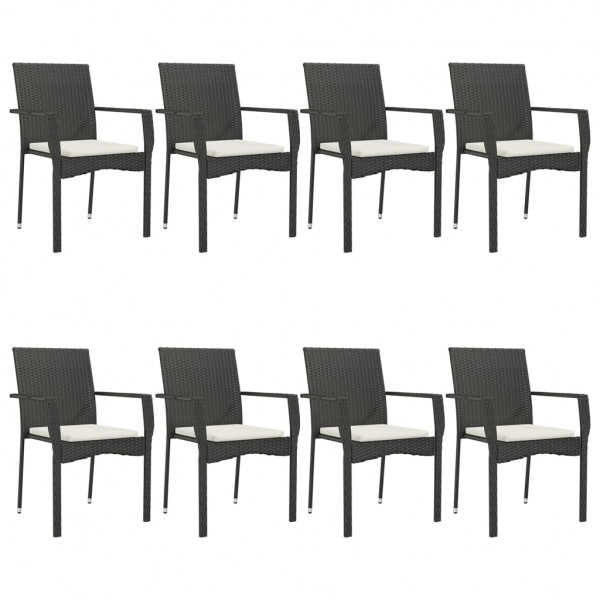 Set de comedor de jardín 9 pzas y cojines ratán sintético negro M 4