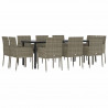 Set comedor jardín 11 pzas y cojines ratán sintético negro gris 3
