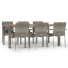 Set comedor jardín 7 pzas y cojines ratán sintético gris 2