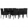 Set de comedor de jardín 9 pzas y cojines ratán sintético negro 3