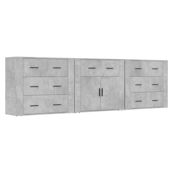 Aparadores 3 pcs derivados de madeira cinzento cimento M 2