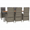 Set comedor jardín 7 pzas y cojines ratán sintético gris 3