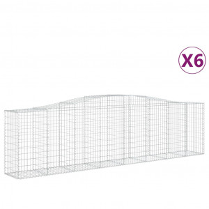 Cestos gabião arqueados 6pcs 400x50x100/120cm ferro galvanizado H