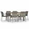 Set comedor jardín 7 pzas y cojines ratán sintético gris 2