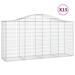Cestos gabião arqueados 15 pcs 200x50x100/120 ferro galvanizado H
