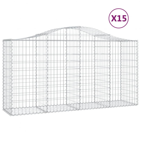 Cestos gabião arqueados 15 pcs 200x50x100/120 ferro galvanizado M 2