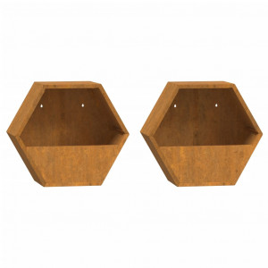 Jardineras de pared 2 uds acero corten oxidado 30x10x25 cm H