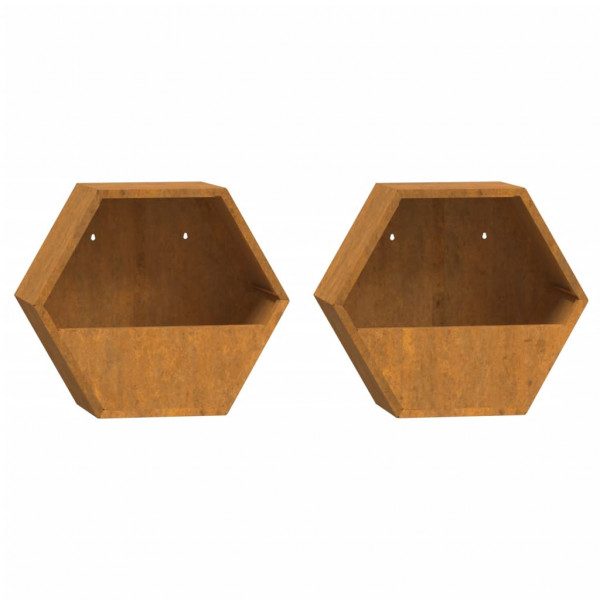 Jardineras de pared 2 uds acero corten oxidado 30x10x25 cm M 2