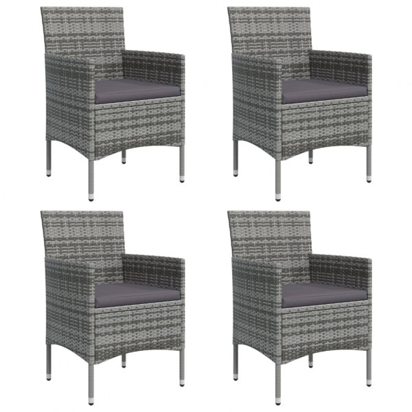 Juego de comedor para jardín 5 piezas con cojines gris y negro M 4