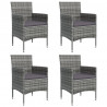 5 pcs conjunto de jantar jardim com almofadões cinzento/preto 4