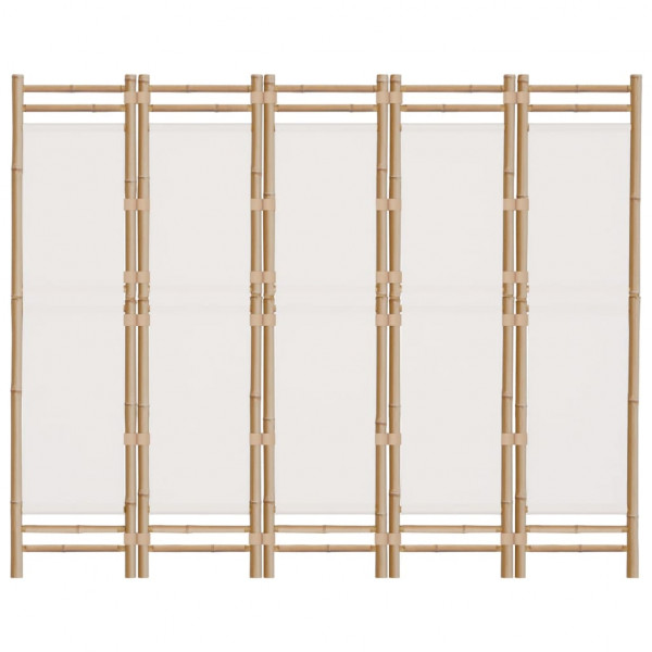 Biombo plegable de 5 paneles bambú y lona 200 cm M 5