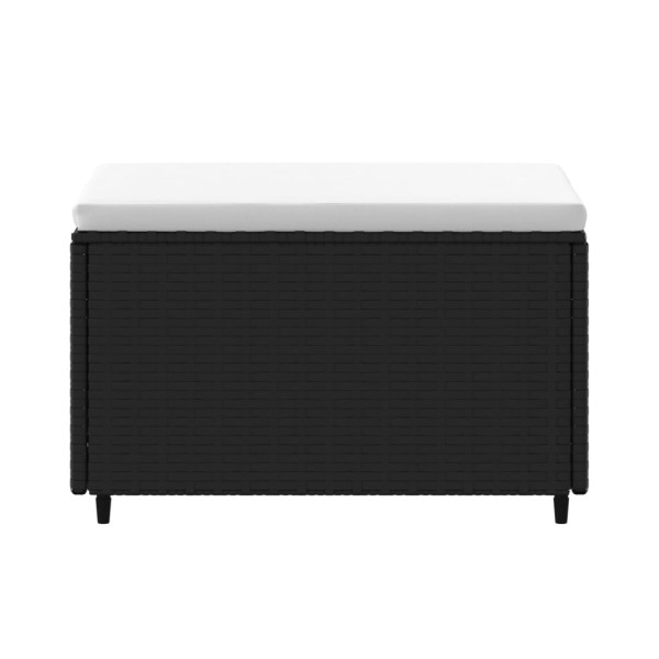 Apoio de pés para jardim com almofadão vime PE preto M 4