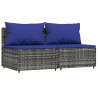 Set de muebles de jardín 3 pzas y cojines ratán sintético gris 3