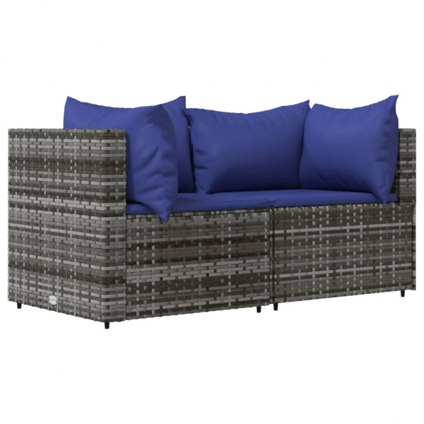3 pcs conjunto lounge de jardim c/ almofadões vime PE cinzento M 3