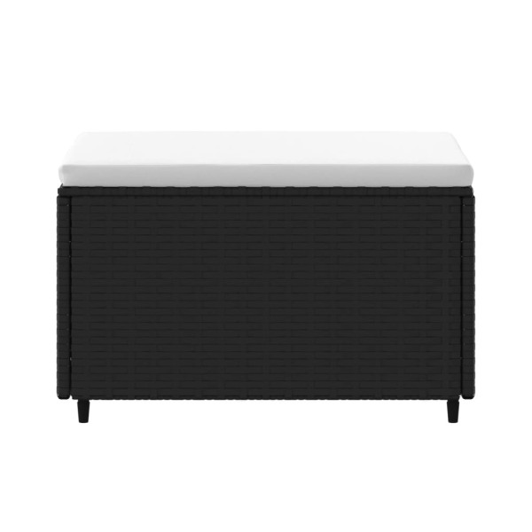 Apoios de pés para jardim com almofadões 2 pcs vime PE preto M 4