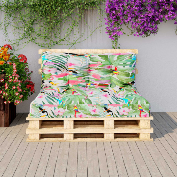 Almofadas para sofá de paletes 2 peças tecido multicolorido M 3