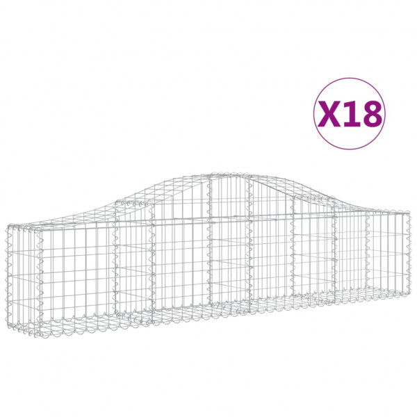 Cestos gabião arqueados 18pcs 200x30x40/60 cm ferro galvanizado M 2