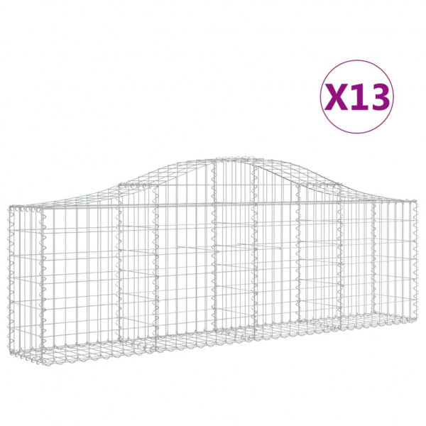 Cestos gabião arqueados 13pcs 200x30x60/80 cm ferro galvanizado M 2