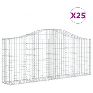 Cestos gabião arqueados 25pcs 200x30x80/100cm ferro galvanizado H