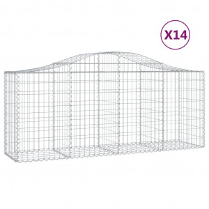 Cestos gabião arqueados 14pcs 200x50x80/100cm ferro galvanizado H