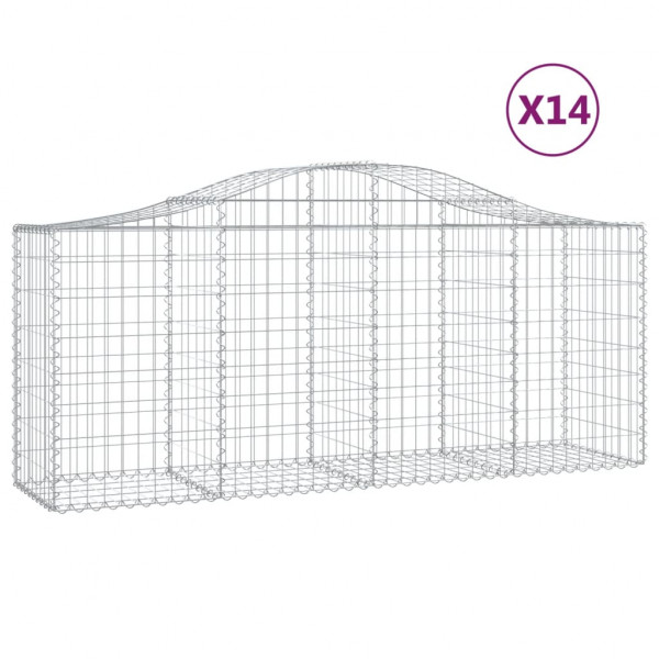 Cestos gabião arqueados 14pcs 200x50x80/100cm ferro galvanizado M 2