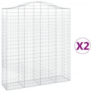 Cestos gabião arqueados 2pcs 200x50x220/240cm ferro galvanizado H