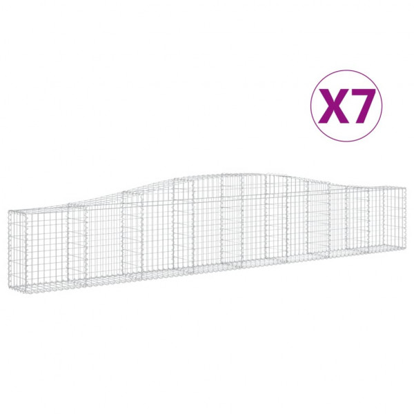 Cestos gabião arqueados 7 pcs 400x30x60/80 cm ferro galvanizado M 2