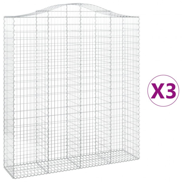 Cestos gabião arqueados 3pcs 200x50x220/240cm ferro galvanizado M 2