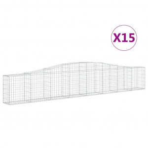 Cestos gabião arqueados 15pcs 400x30x60/80 cm ferro galvanizado H